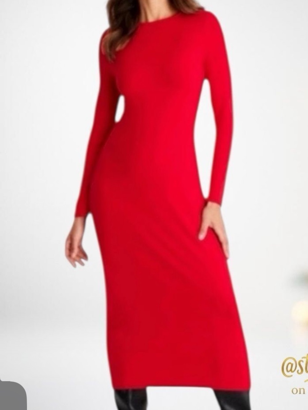 A new day NWT M Red RIBBED Long-Sleeve Bodycon LIGHTWEIGHT SWEATER Midi Dress